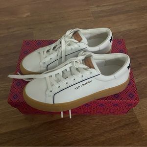 tory burch olive gum sole court sneakers nappa leather